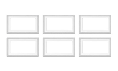 Six frames collage, mockup isolated on white background