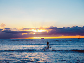 ワイキキビーチの夕日