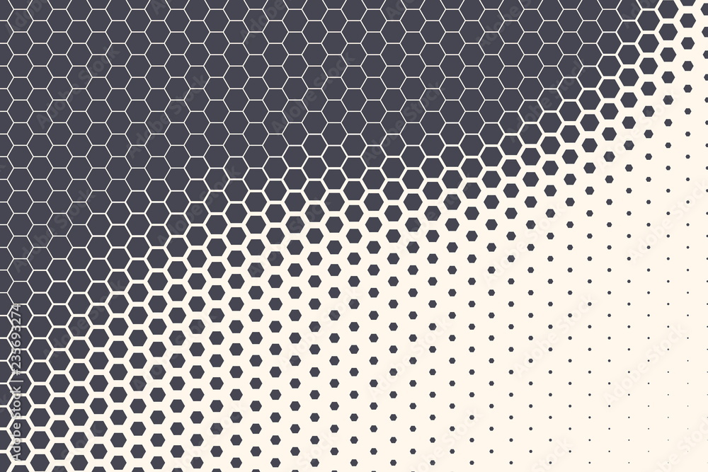 Poster hexagon shapes vector abstract geometric technology retrowave sci-fi texture isolated on light backg
