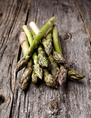 Asparagus on wooden background