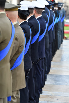 National guard of honor during a military ceremony.