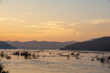 River view in Thailand at evening