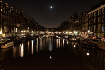 Amsterdam canals at night