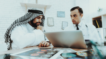 Muslim Man Having Consultiation Doctor Therapist