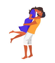 Man Lifts his Girlfriend and Kisses Illustration