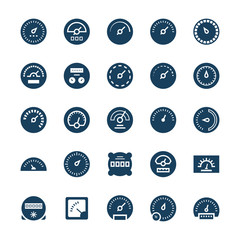 Meter vector icons in flat style.