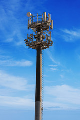 Telecommunications Antennas Tower on Blue Sky