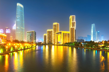 Obraz na płótnie Canvas Beautiful Night View of the City in Tianjin, China