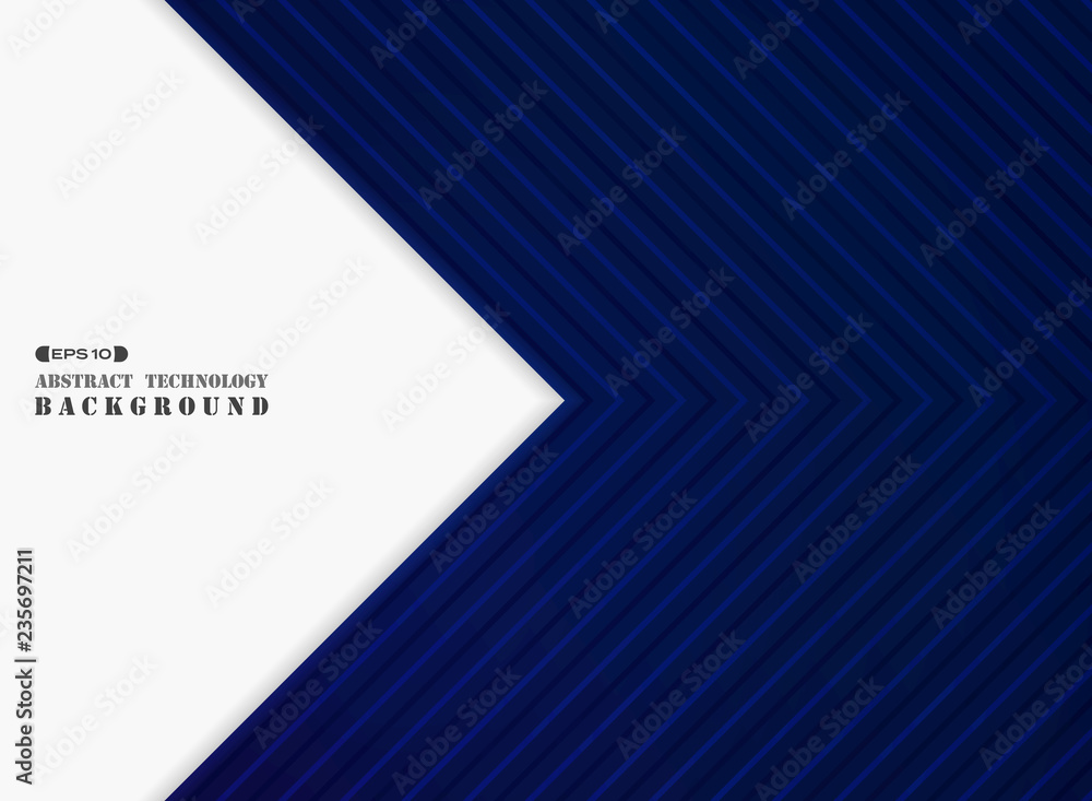 Poster futuristic blue stripe line pattern with white copy space background.