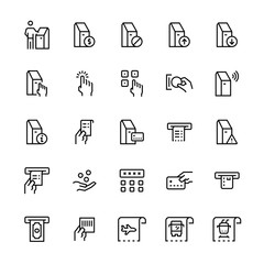 Self-service terminals icon set.Vector symbols.