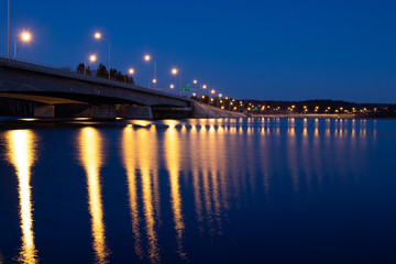 Fototapeta na wymiar Bridge and motorway at night