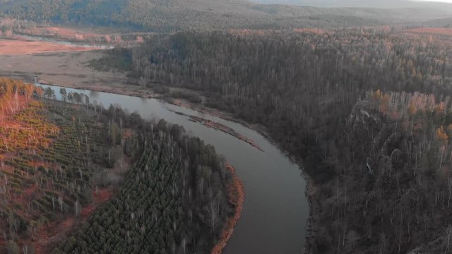 Republic of Bashkortostan, rivers, autumn Idrisovskaya cave. modern color toning