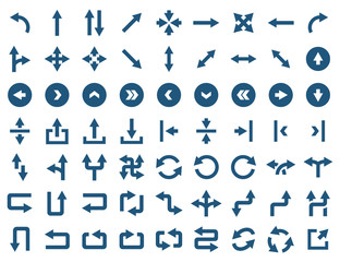 Arrow icon set in flat style. Vector symbols