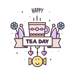 Happy Tea Day. Vector illustration of mug.