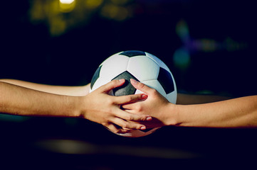 Football player To exercise Football concept And there is a copy space.