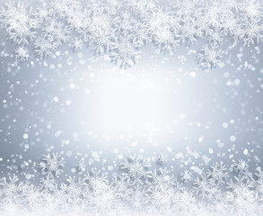 snowflakes and stars descending on background