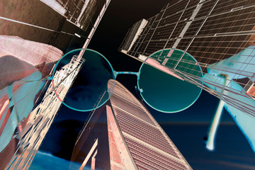 Abstract background of round glasses