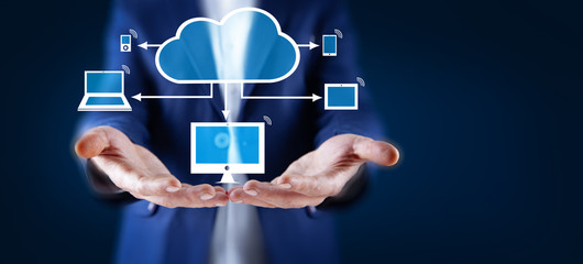 Pushing cloud computing button on Virtual Screen