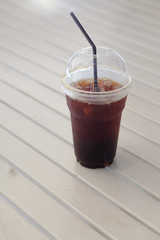 Ice black coffee or long black coffee