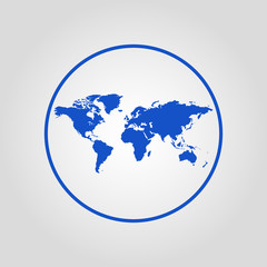 World map isolated flat vector icon