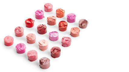 Lipsticks set isolated on white background