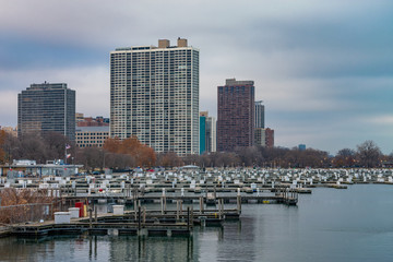 Diversey Harbor in Chicago with no Boats during Autumn 