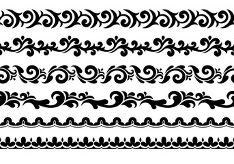 Decorative seamless borders vector set.