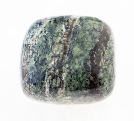 polished chrysotile asbestos stone on white