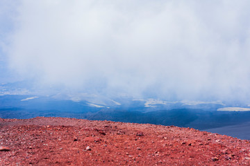 Lava on Mount Etna, active volcano on the east coast of Sicily, Italy 