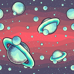 Vector eps10 seamless pattern with space illustrations.