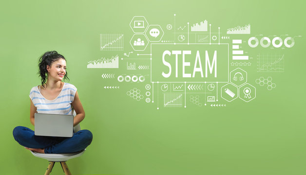 STEAM with young woman using a laptop computer 