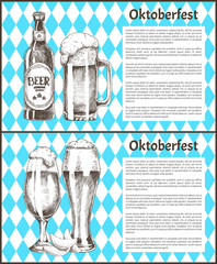 Oktoberfest Posters Beer Set Vector Illustration