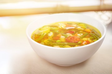 Vegetable soup isolated on background