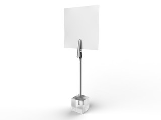 Blank Square Clip Memo Holder for Branding. 3d render illustration.