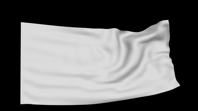 blank white flag over black background 3d animation