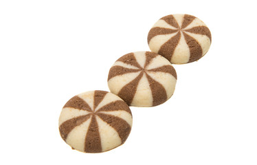 Striped cookies with chocolate filling