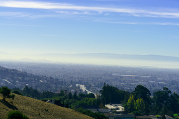 panoramic view of the Oakland and San Francisco
