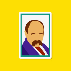 paper sticker on stylish background Taras Shevchenko