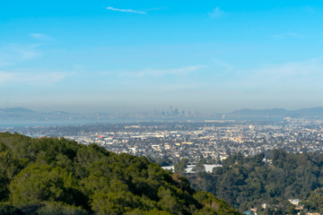 panoramic view of the Oakland and San Francisco