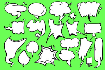 Empty speech bubble graphic design vector in green background.