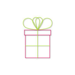 Present or gift box. Outline colorful vector icon. 3d effect