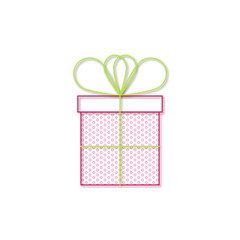 Present or gift box. Outline colorful vector icon. 3d effect