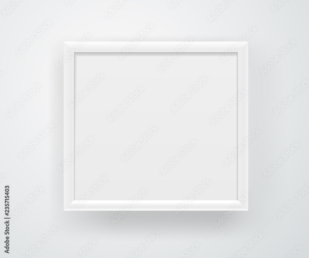 Poster Empty square white frame on a wall. Vector layout