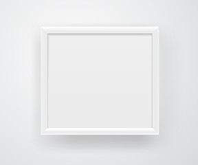 Empty square white frame on a wall. Vector layout