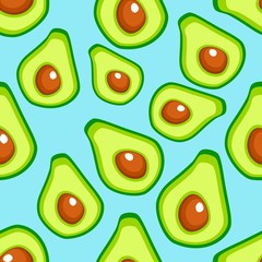 Seamless vector pattern with fruits avocado. For kitchen, for printing on textiles, phone case. Avocado design for fabric and decor.