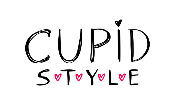 Cupid style message for valentine's day designs.