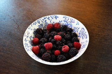 Fresh sweet blackberries and raspberries