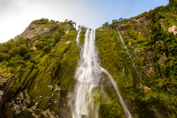Fototapeta na wymiar Stirling Falls, Milford Sound Fjord, Fiordland, New Zealand.