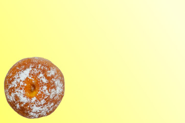 Delicious sweet donut on a gradient background, traditional Hanukkah holiday food