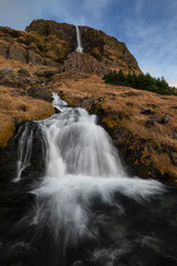 Bjarnarfoss, 80 meters high waterfall in Iceland
